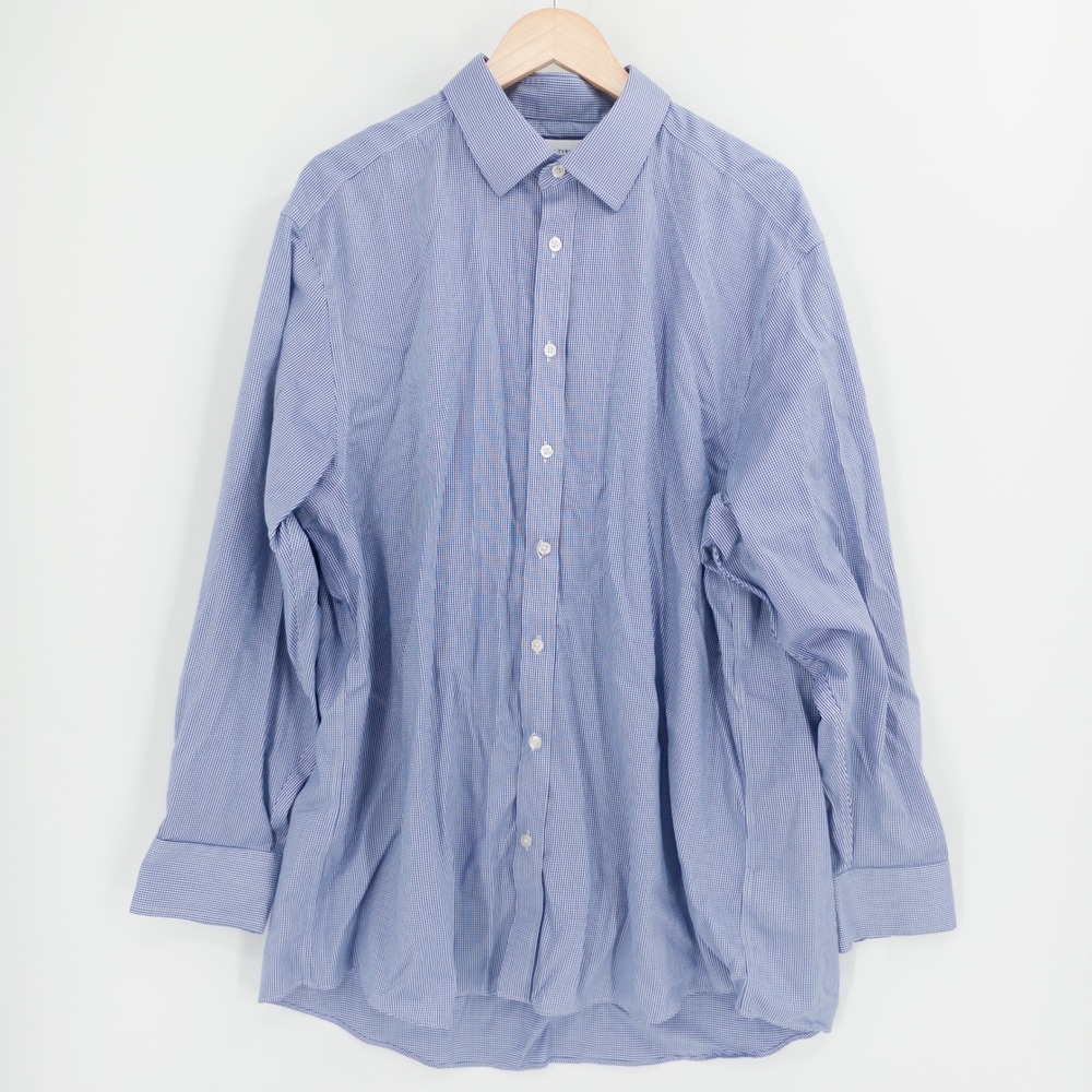 Charles Tyrwhitt Dress Shirt Mens 18/35 Blue Non-Iron Classic Fit Professional